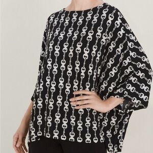 Chico's Black and White Bit and Bridle Pattern Blouse. Size S/M. Like New.